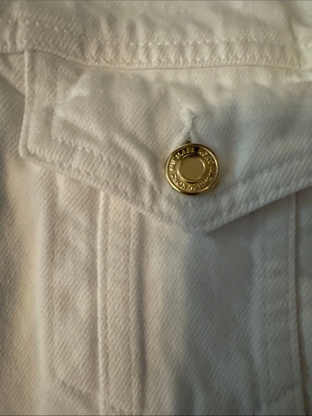 Michael Kors White Denim Jacket with Gold-Tone Buttons
